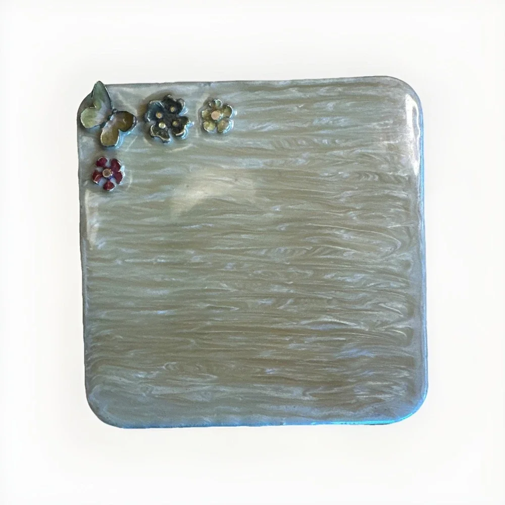 Vintage Mike + Ally RARE Elegant Butterfly Flowers Lacquered Coasters Set of 4